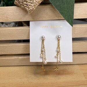 Tory Burch Gold/Pearl Drop Earrings